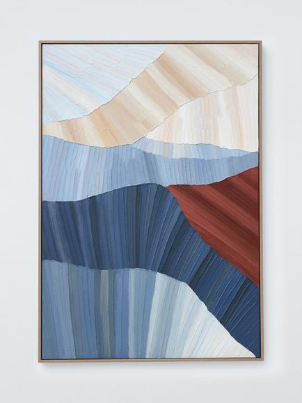 John Lewis 'Coastal Fan' Hand Painted Framed Canvas, 100 x 70cm, Blue/Multi, Multi