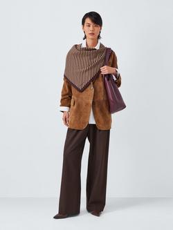 TBCo Large Stripe Wool Triangle Scarf, Camel, Camel