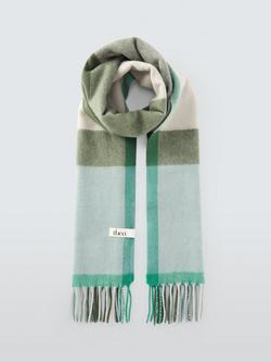 TBCo Block Check Oversized Wool Scarf, Green Multi - view 2, Green Multi