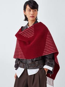 TBCo Wave & Stripes Oversized Wool Scarf, Burgundy, Burgundy