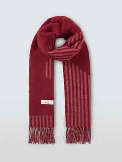 TBCo Wave & Stripes Oversized Wool Scarf, Burgundy - view 2, Burgundy