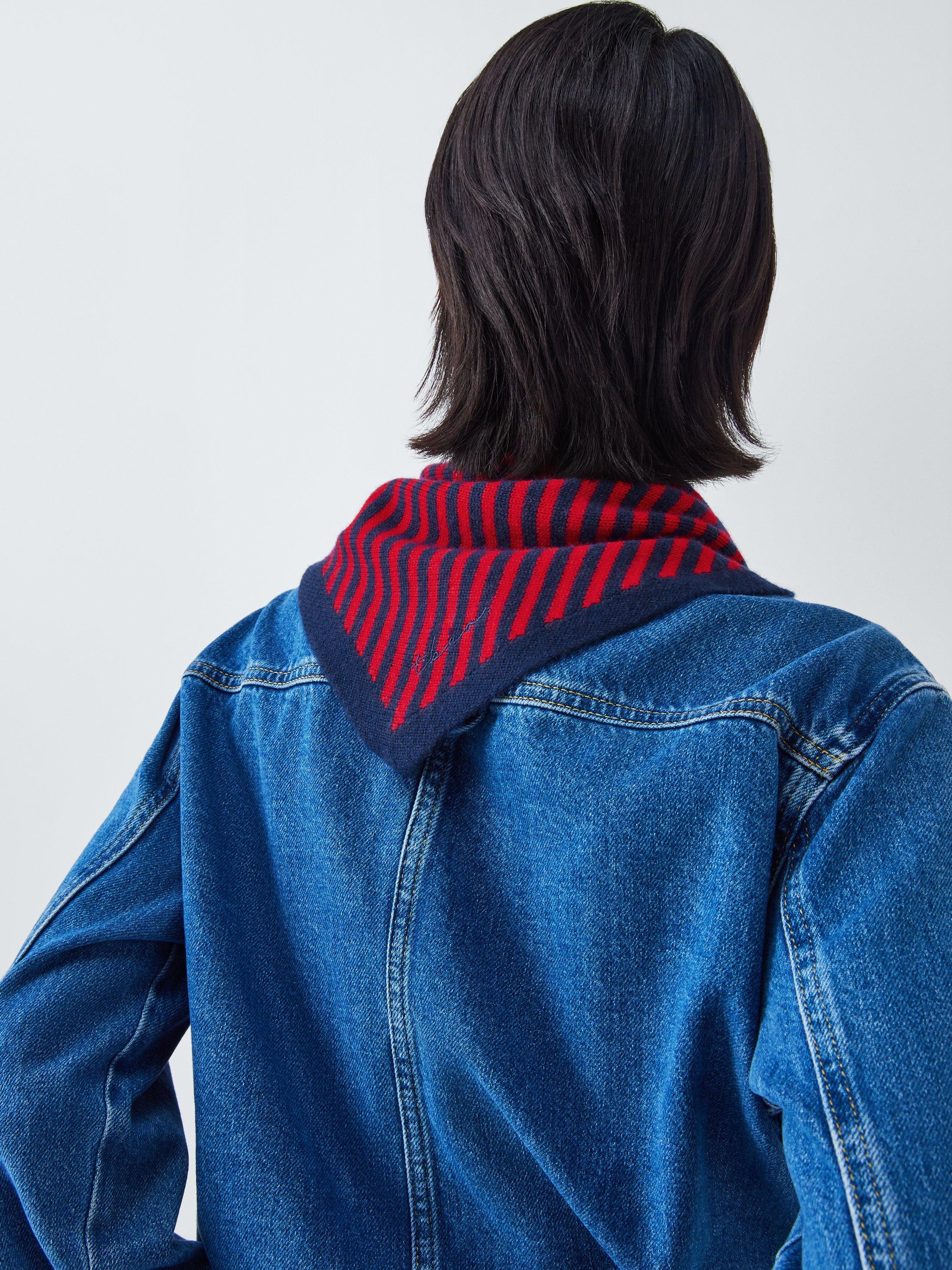 TBCo Stripe Wool Triangle Scarf, Navy