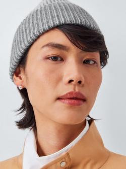 TBCo Two Tone Cashmere Blend Beanie Hat, Charcoal, Charcoal