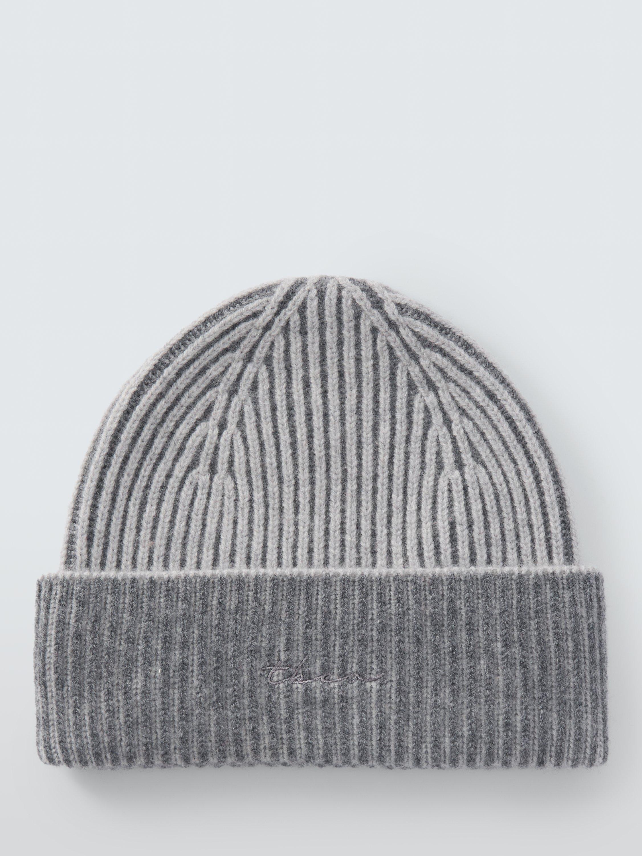Product image 2 of 4, which shows TBCo Two Tone Cashmere Blend Beanie Hat, Charcoal