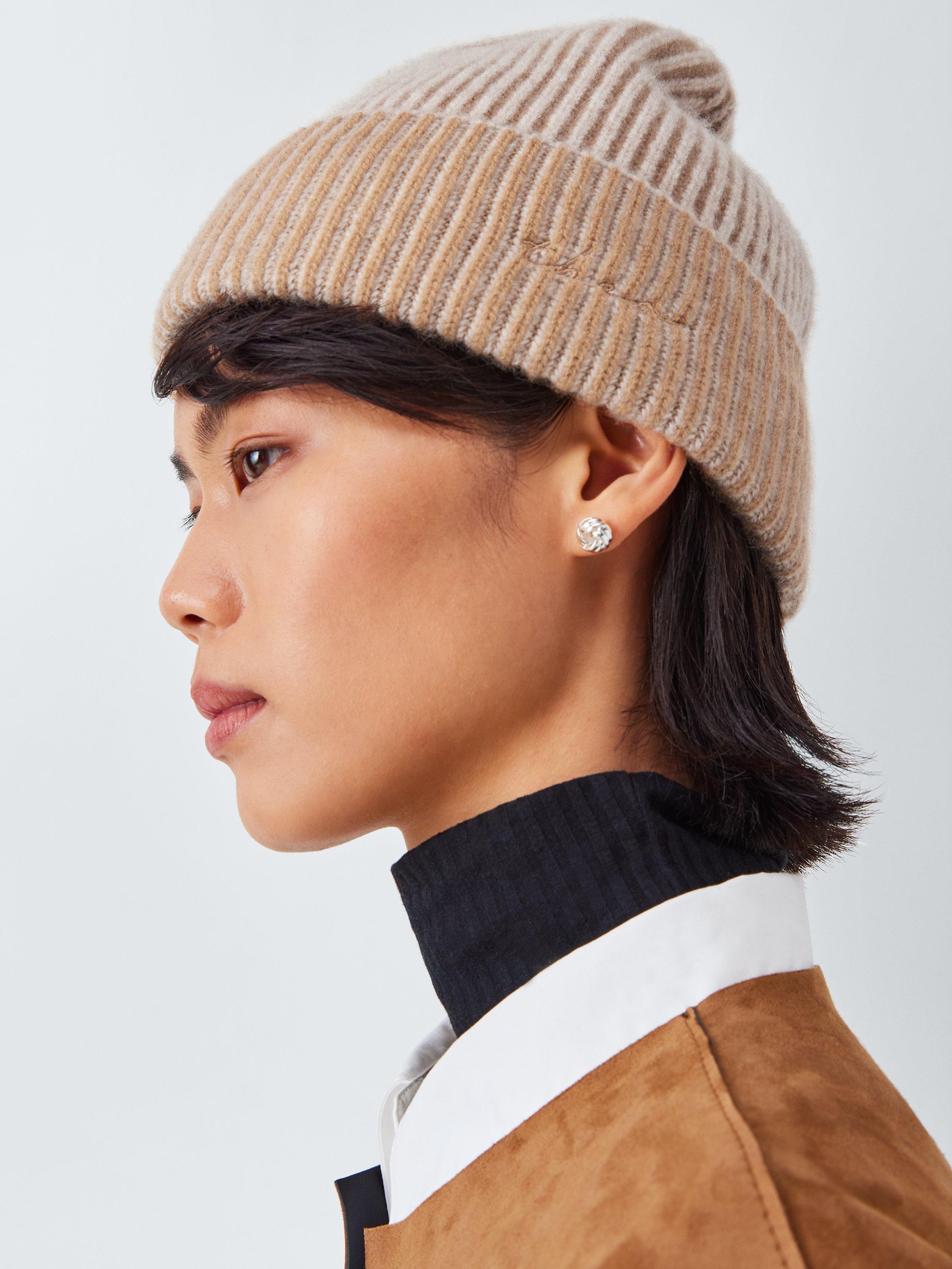 Product image 1 of 4, which shows TBCo Two Tone Cashmere Blend Beanie Hat, Oatmeal