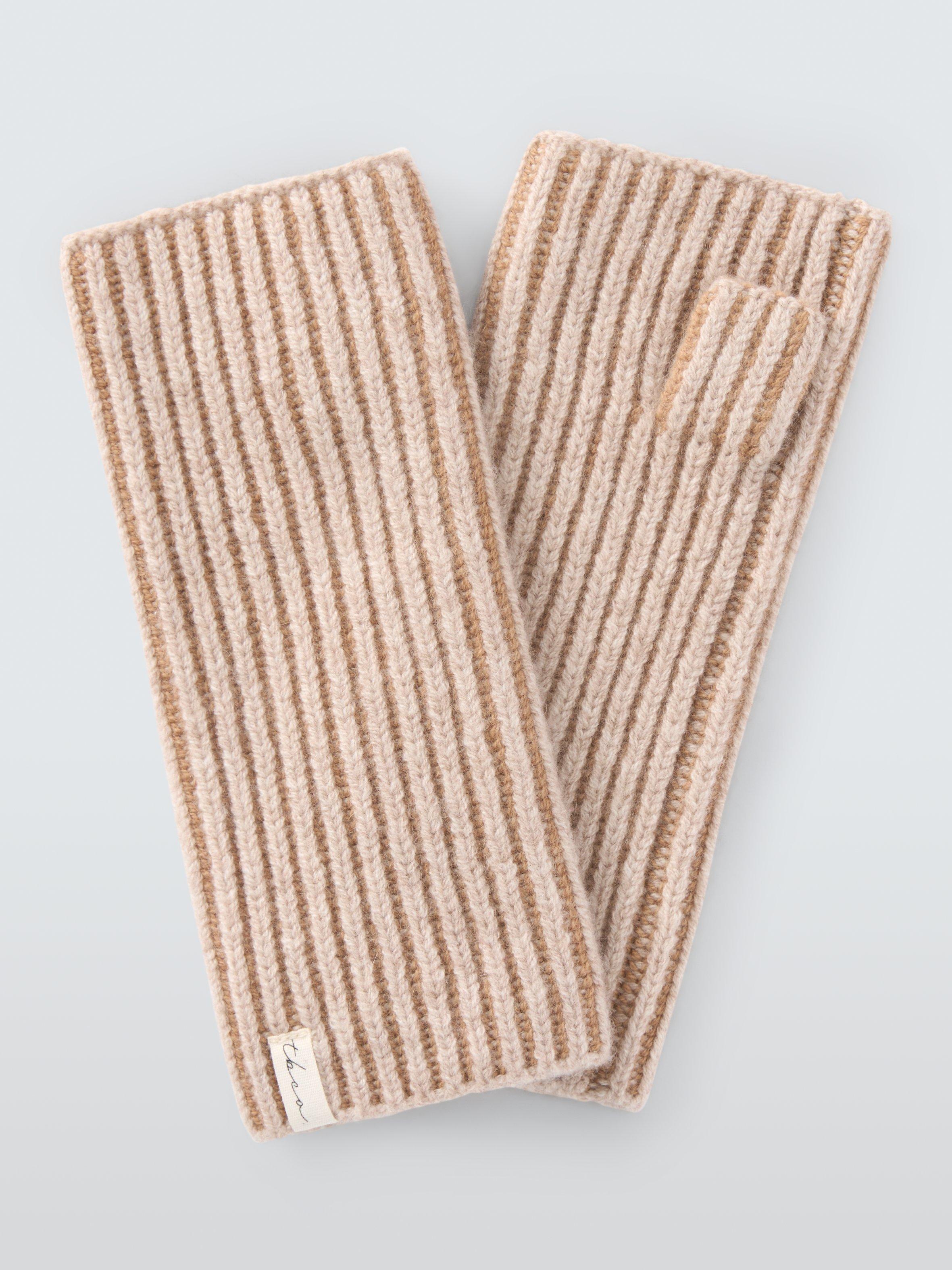 TBCo Two Tone Cashmere Blend Wrist Warmers, Oatmeal