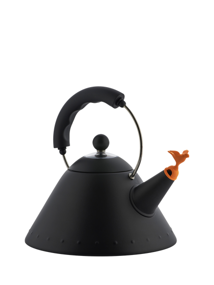 Alessi 9093 Stovetop & Induction Kettle with Bird Whistle, Black - view 2, Black