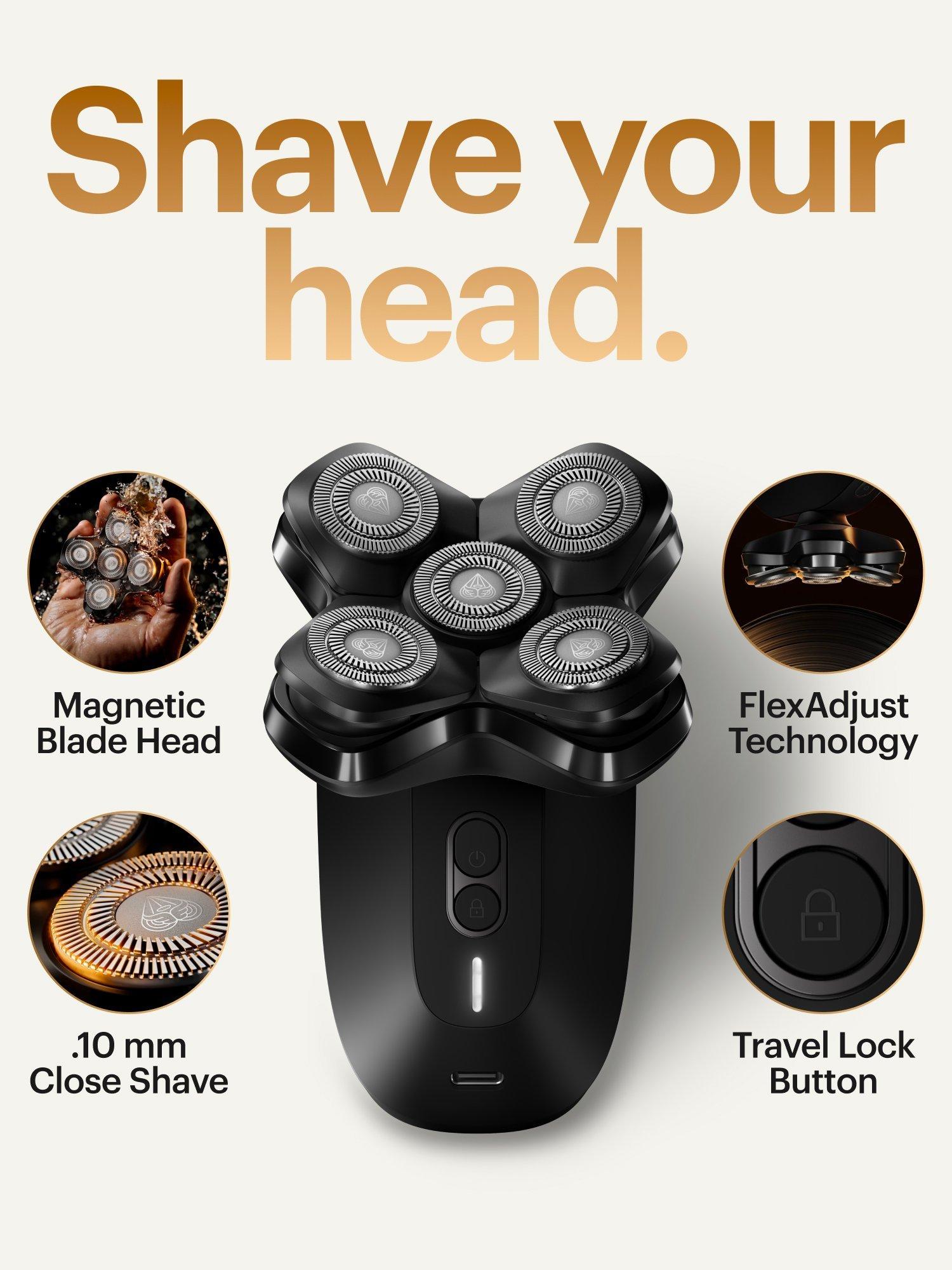 Product image 2 of 8, which shows MANSCAPED The Dome Head Shaver, Black