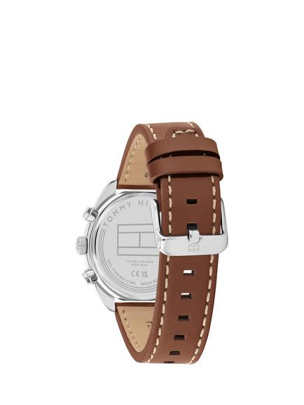 Tommy Hilfiger 1710720 Men's Chronograph Leather Strap Watch, Brown - view 2, Brown