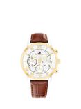 Tommy Hilfiger 1710726 Men's Stainless Steel Croc Leather Strap, Brown