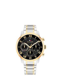 Tommy Hilfiger 1710729 Men's Two Tone Chronograph Bracelet Strap Watch, Silver, Silver