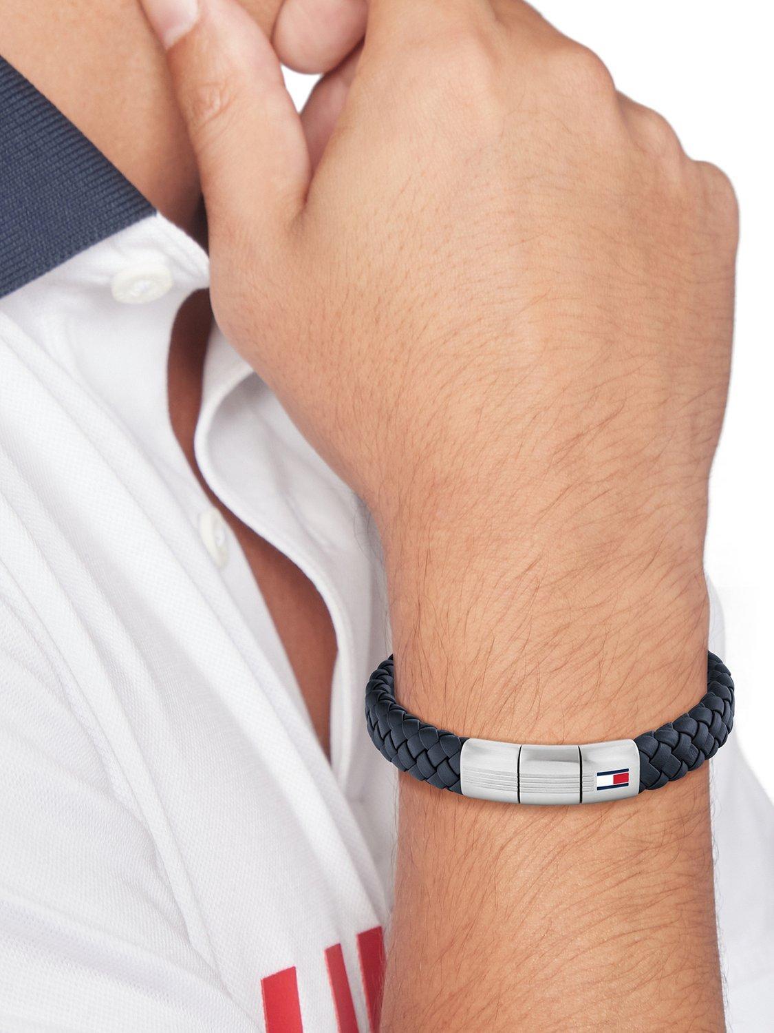 Product image 3 of 4, which shows Tommy Hilfiger Leather Braided Bracelet, Black/Silver