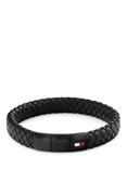 Tommy Hilfiger Leather Braided Bracelet, Black