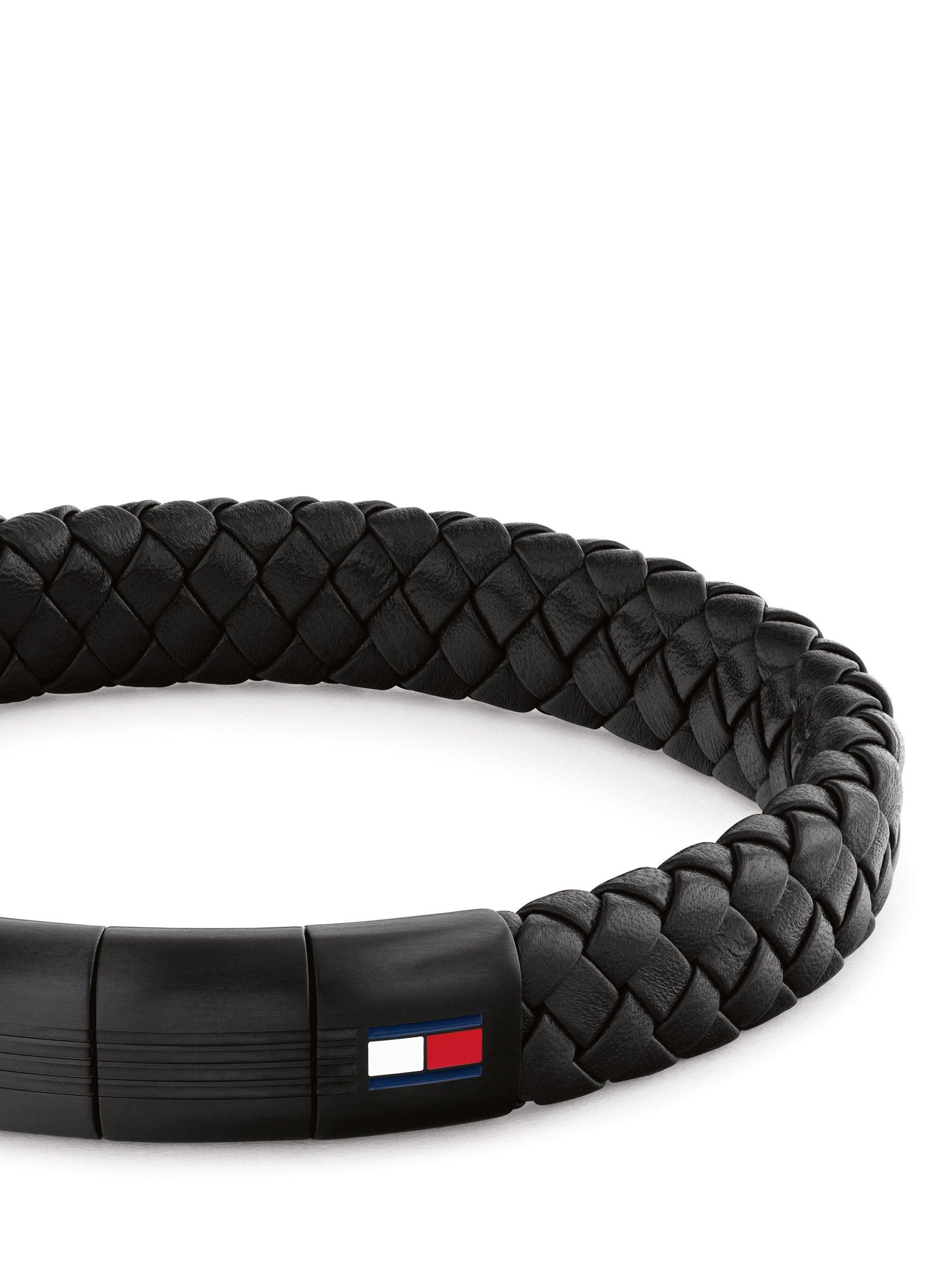 Product image 2 of 3, which shows Tommy Hilfiger Leather Braided Bracelet, Black