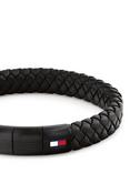 Tommy Hilfiger Leather Braided Bracelet, Black