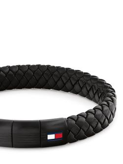 Tommy Hilfiger Leather Braided Bracelet, Black - view 2, Black