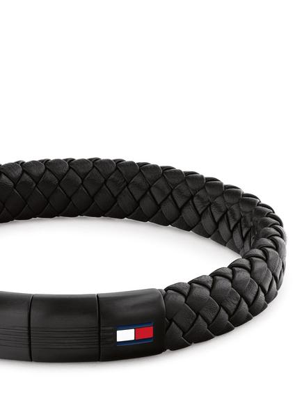 Tommy Hilfiger Leather Braided Bracelet, Black - view 2, Black