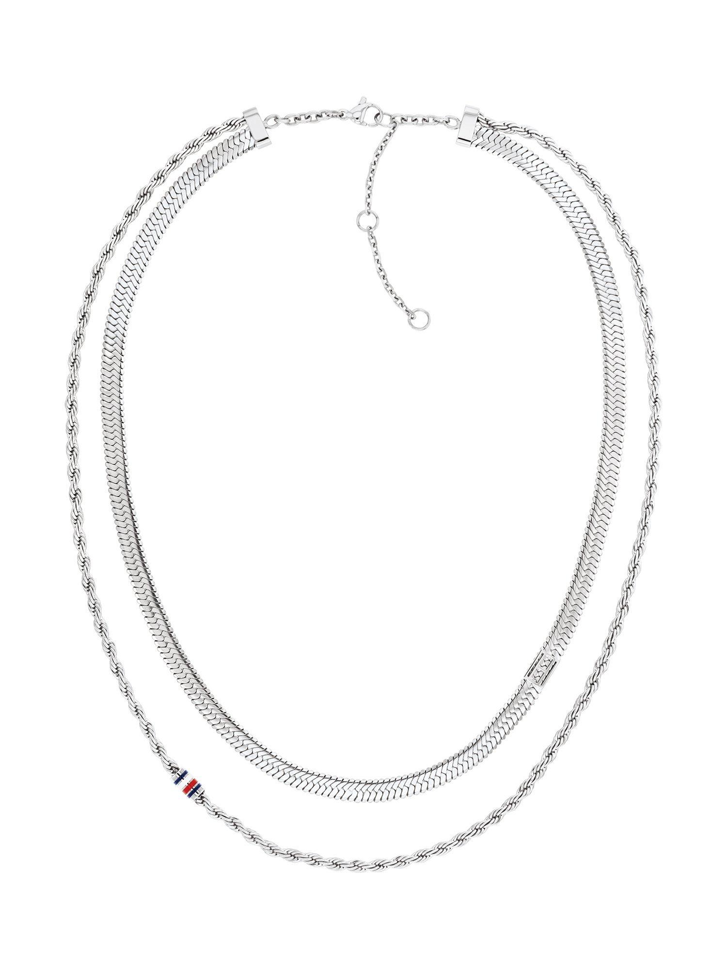 Product image 1 of 4, which shows Tommy Hilfiger Double Row Chain Necklace, Silver