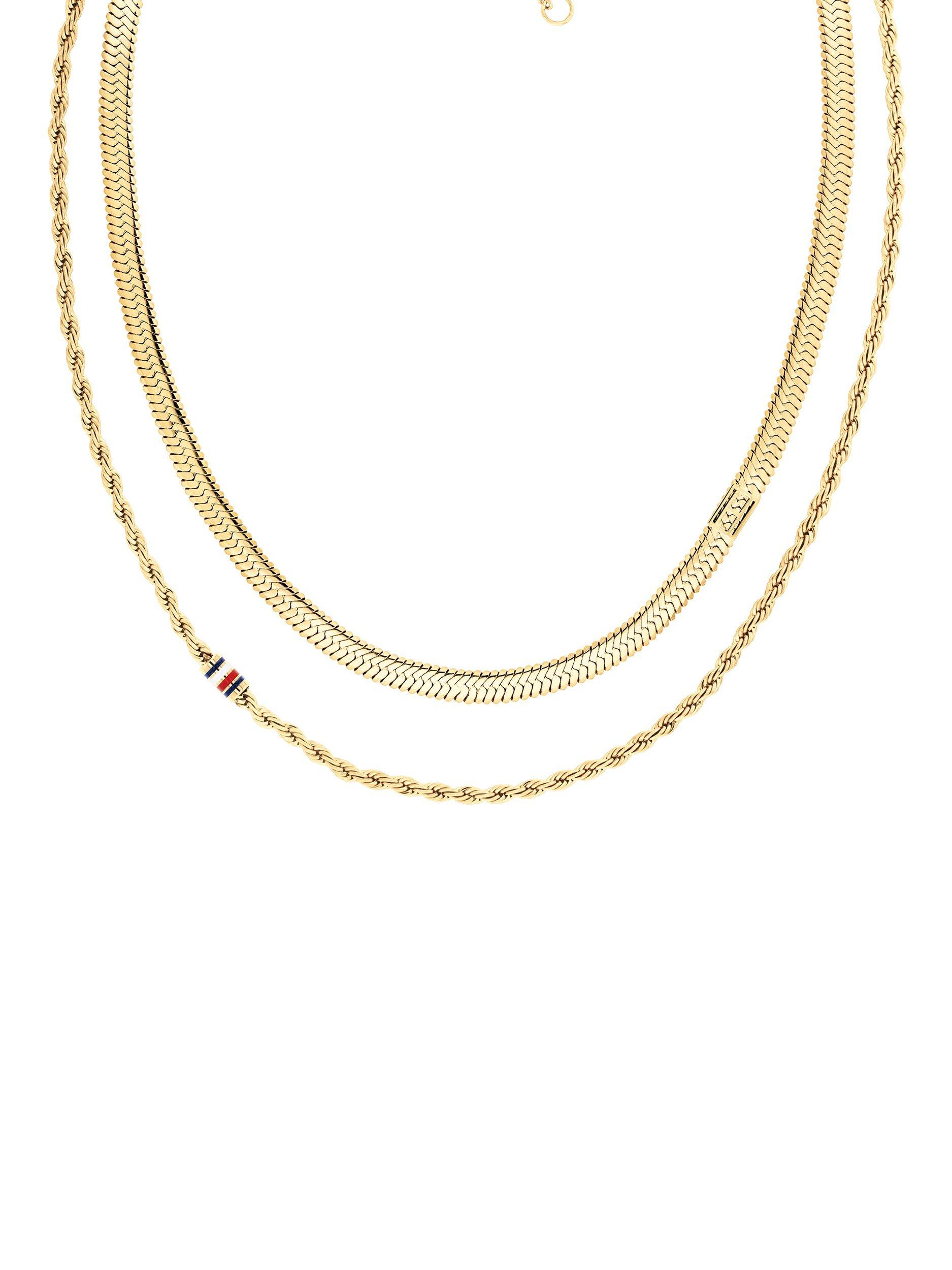 Product image 1 of 4, which shows Tommy Hilfiger Double Row Chain Necklace, Gold