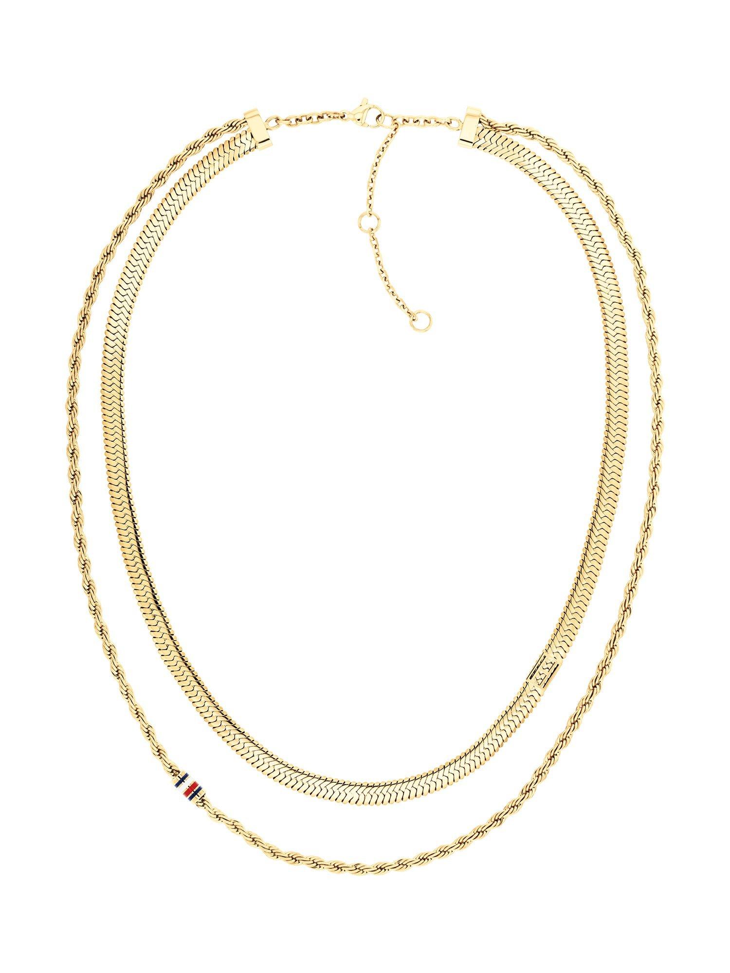 Product image 2 of 4, which shows Tommy Hilfiger Double Row Chain Necklace, Gold