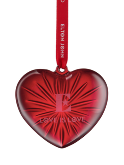Waterford x Elton John AIDS Foundation Red Heart Crystal Tree Ornament, 