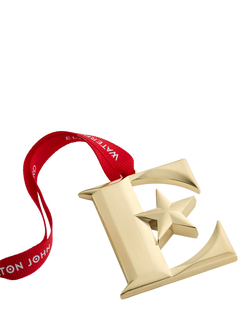 Waterford x Elton John Step Into Christmas 'E' Icon Star Golden Tree Ornament - view 2, 