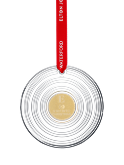 Waterford x Elton John Step Into Christmas Crystal Vinyl Record Tree Ornament, 