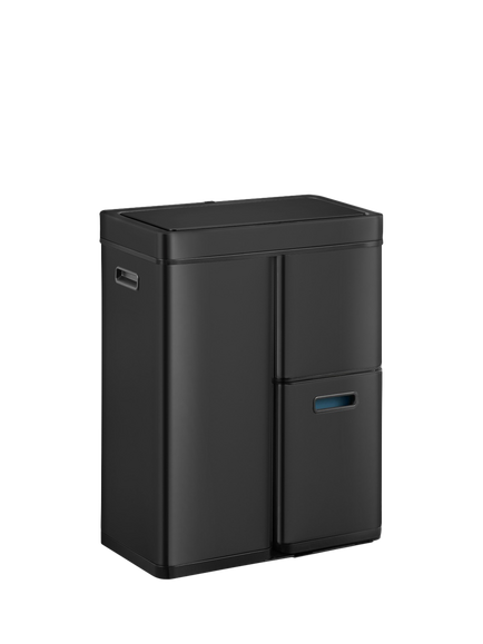 EKO Mirage Plus Sensor Waste Separation Bin, 55L, Stainless Steel, Matt Black
