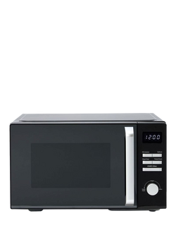 John Lewis AM9P03A9 Microwave, 25L, Silver / Black, Black