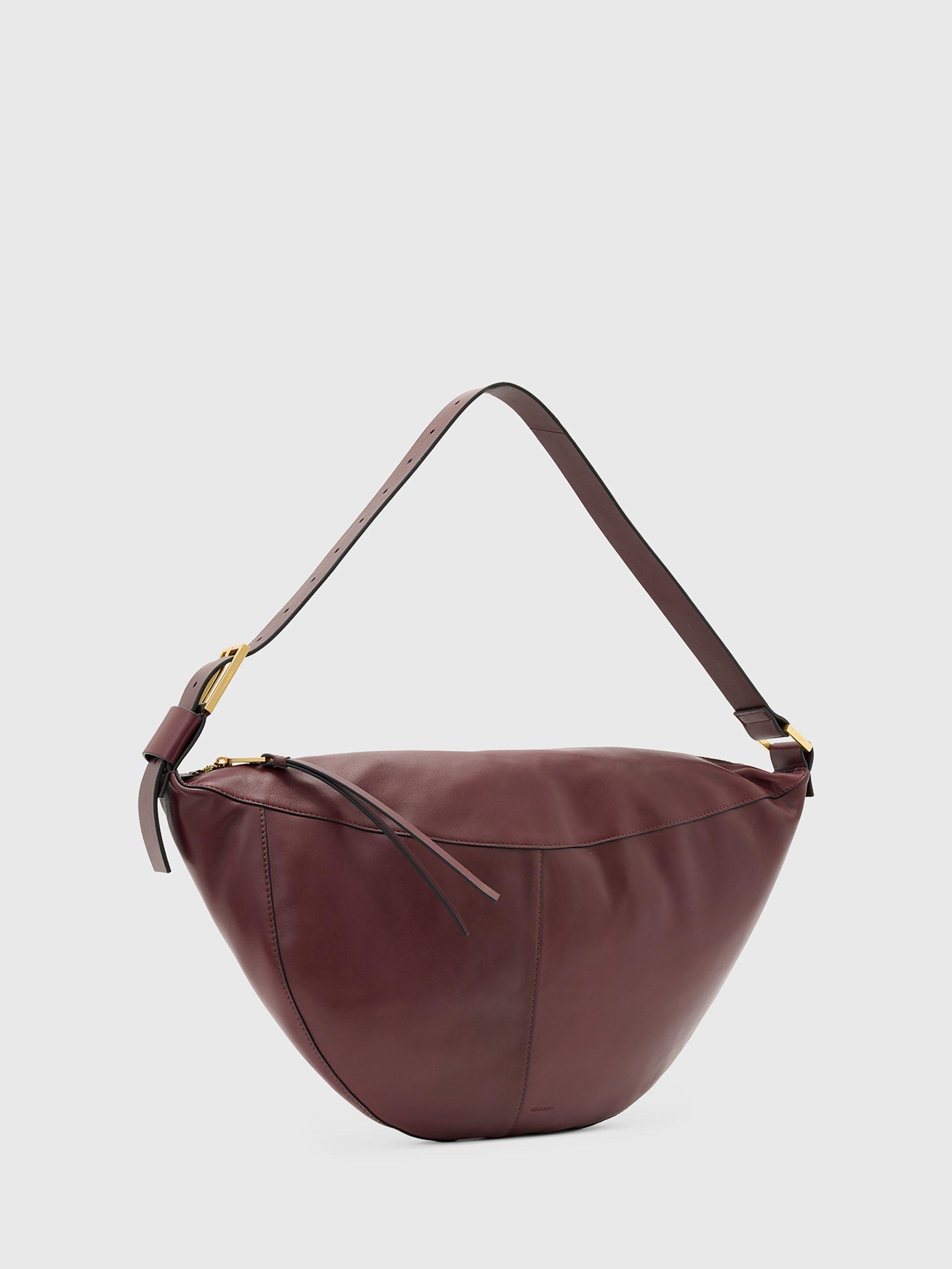 AllSaints Luna Slouchy Leather Shoulder Bag, Dark Red
