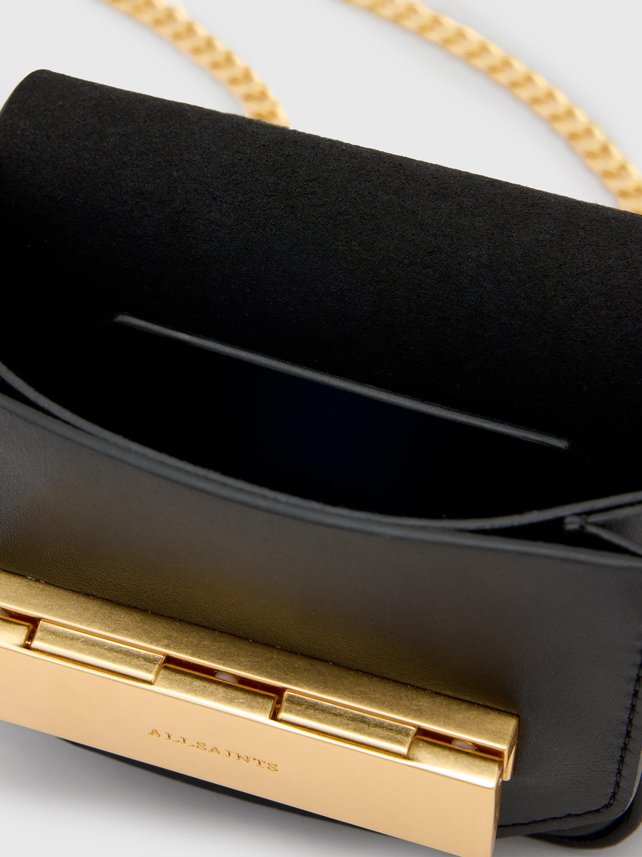 Product image 2 of 6, which shows AllSaints Ella Leather Chain Crossbody Bag, Black