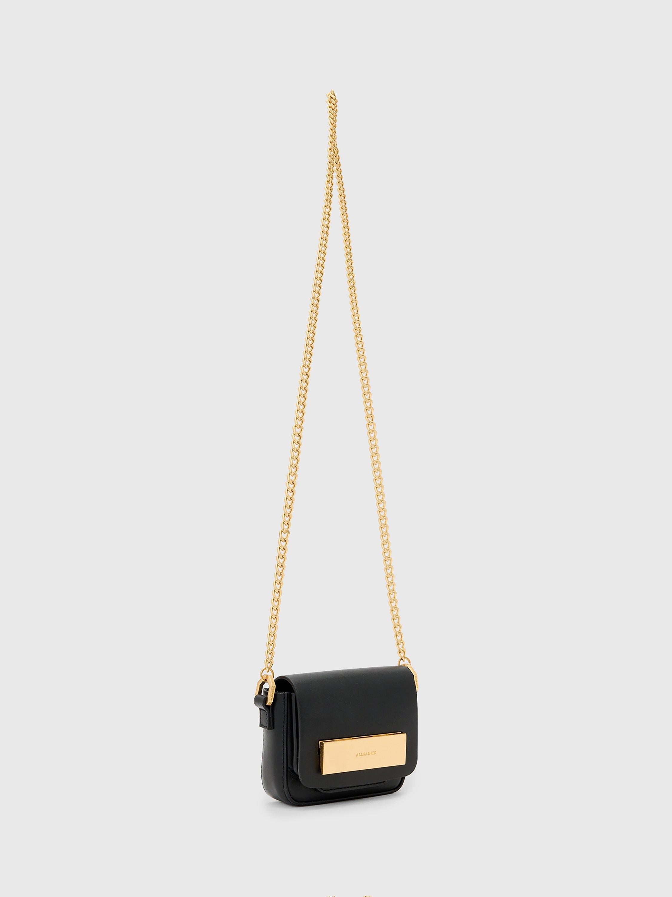 Product image 3 of 6, which shows AllSaints Ella Leather Chain Crossbody Bag, Black
