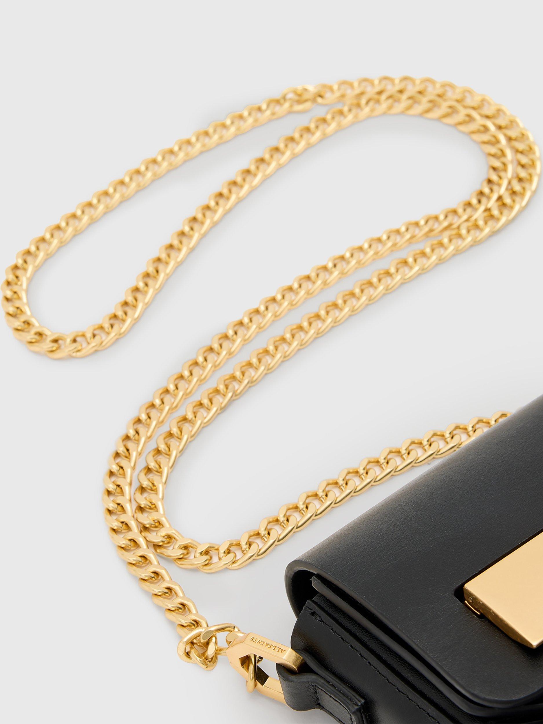 Product image 4 of 6, which shows AllSaints Ella Leather Chain Crossbody Bag, Black