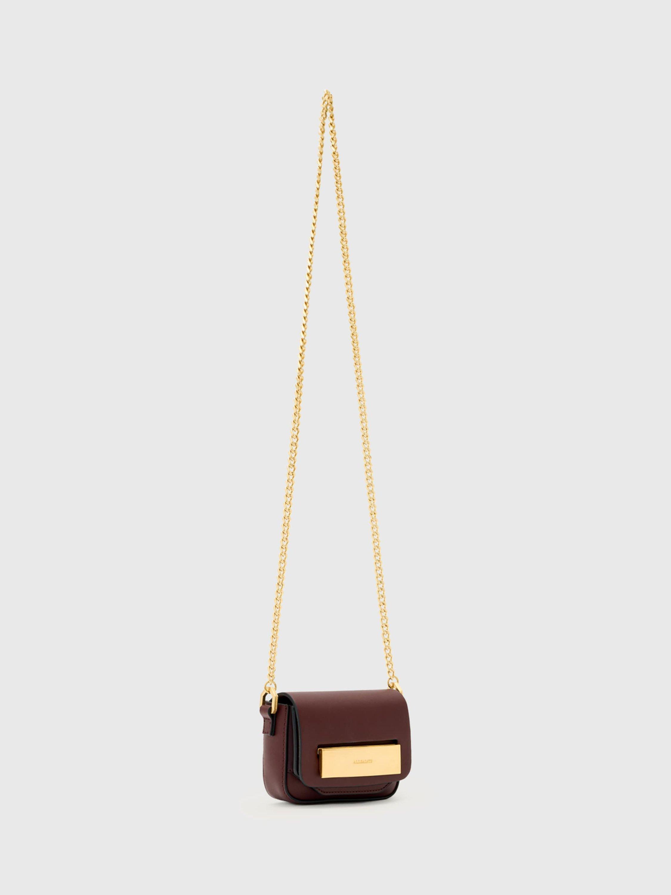 Product image 3 of 5, which shows AllSaints Etta Chain Leather Crossbody Bag, Dark Red