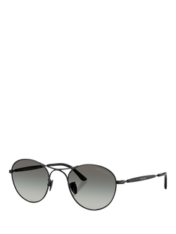Armani Exchange AR6177 Men's Round Sunglasses, Matte Black/Grey Gradient, Matte Black/Grey Gradient