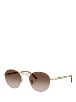 Armani Exchange AR6177 Men's Round Sunglasses, Matte Pale Gold/Brown Gradient, Matte Pale Gold/Brown Gradient