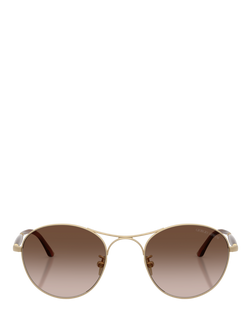 Armani Exchange AR6177 Men's Round Sunglasses, Matte Pale Gold/Brown Gradient - view 2, Matte Pale Gold/Brown Gradient