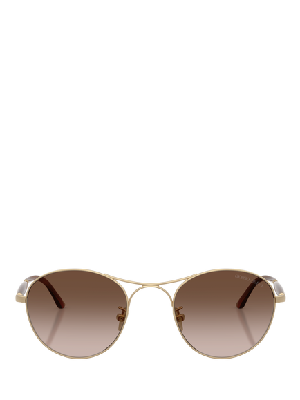 Armani Exchange AR6177 Men's Round Sunglasses, Matte Pale Gold/Brown Gradient - view 2, Matte Pale Gold/Brown Gradient