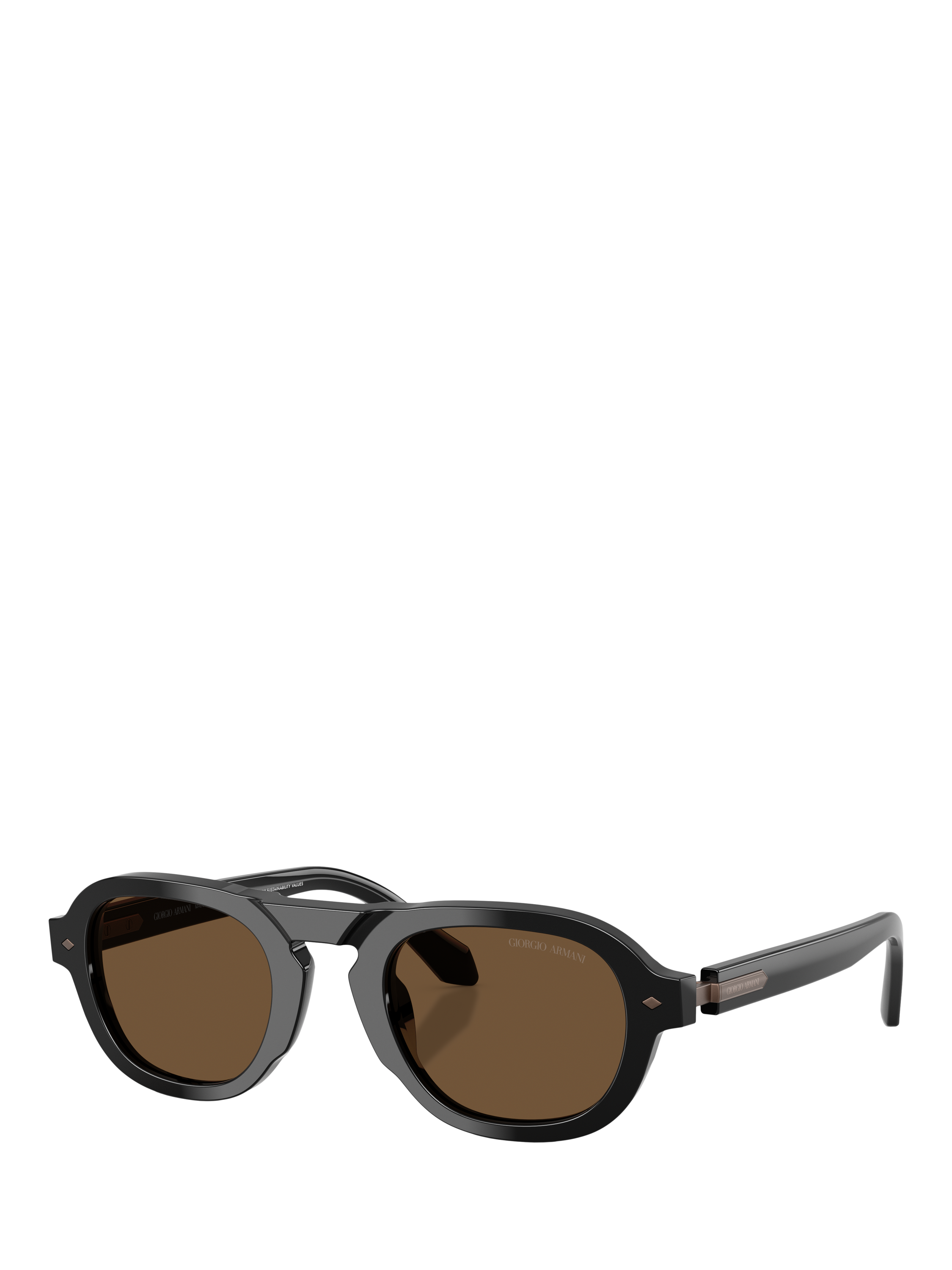 Product image 1 of 5, which shows Armani Exchange AR8244 Men's Oval Sunglasses, Black/Brown