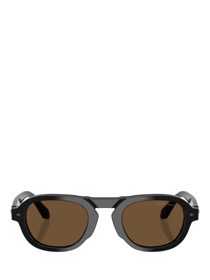 Armani Exchange AR8244 Men's Oval Sunglasses - view 2, Black/Brown