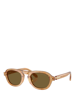 Armani Exchange AR8244 Men's Oval Sunglasses, Yellow Havana/Brown