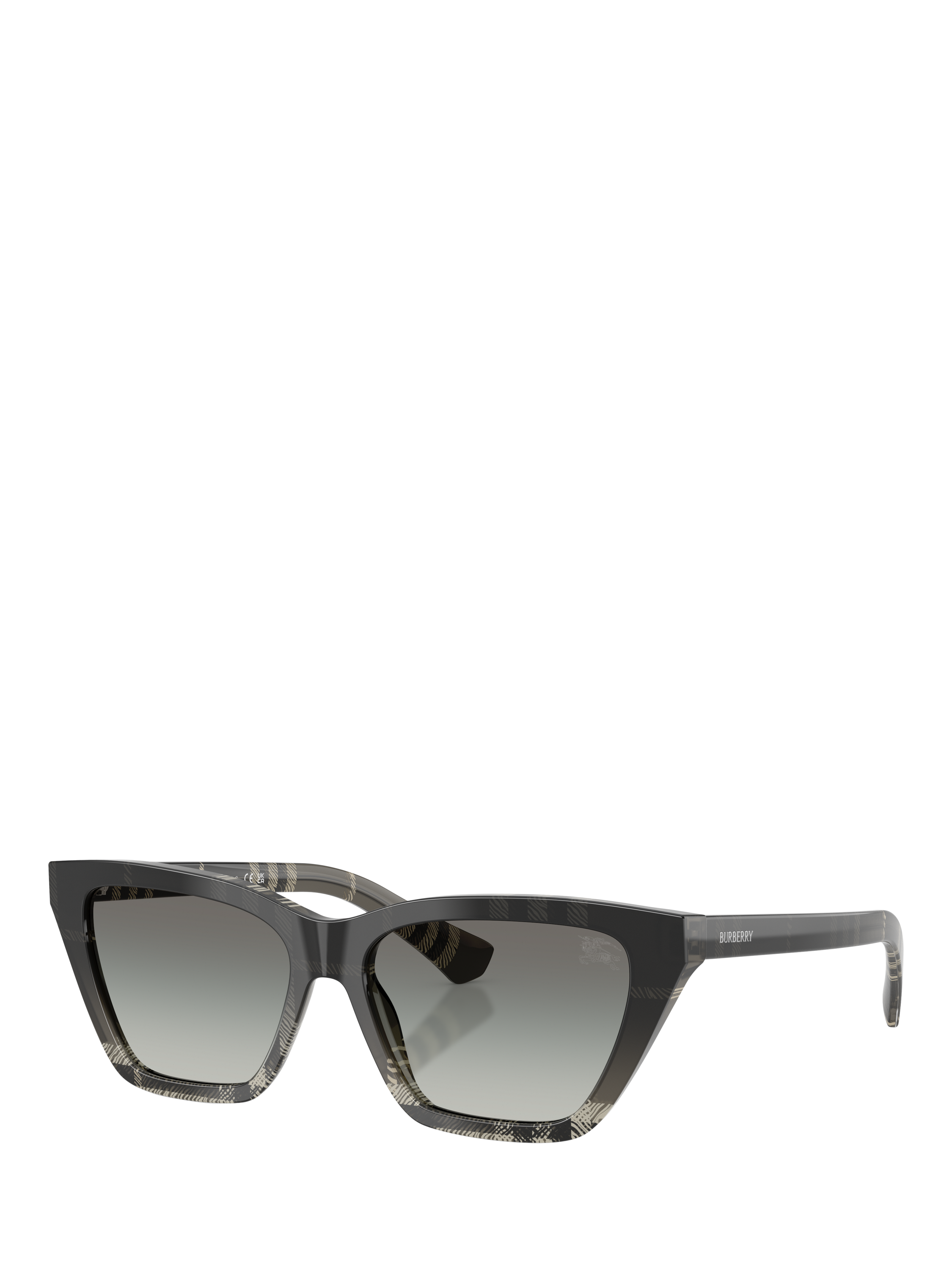 Product image 1 of 5, which shows Burberry BE4468 Women's Cat Eye Sunglasses, Check Gradient Grey/Grey Gradient
