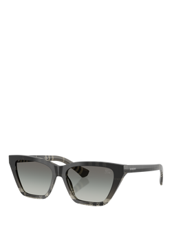 Burberry BE4468 Women's Cat Eye Sunglasses, Check Gradient Grey/Grey Gradient, Check Gradient Grey/Grey Gradient