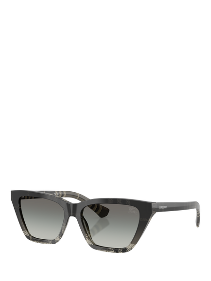 Burberry BE4468 Women's Cat Eye Sunglasses, Check Gradient Grey/Grey Gradient, Check Gradient Grey/Grey Gradient