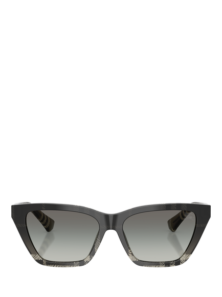 Burberry BE4468 Women's Cat Eye Sunglasses, Check Gradient Grey/Grey Gradient - view 2, Check Gradient Grey/Grey Gradient