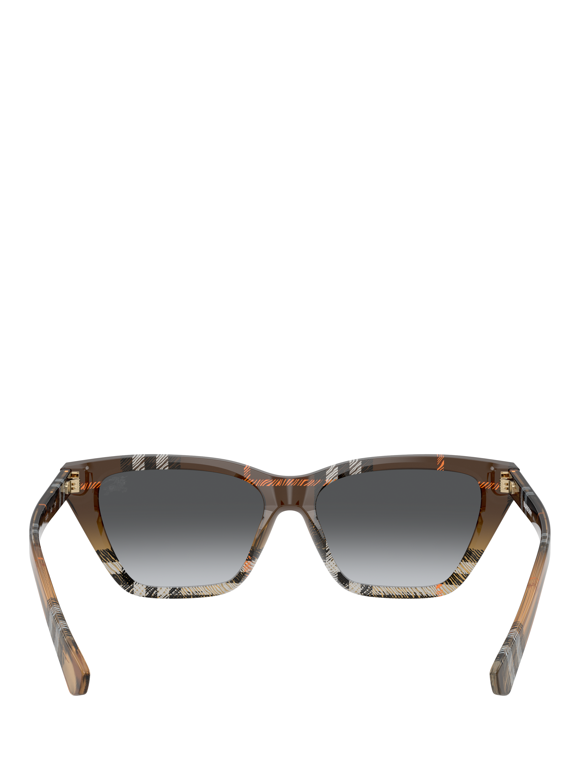 Product image 4 of 5, which shows Burberry BE4468 Women's Polarised Cat Eye Sunglasses, Check Sand Gradient/Grey Gradient