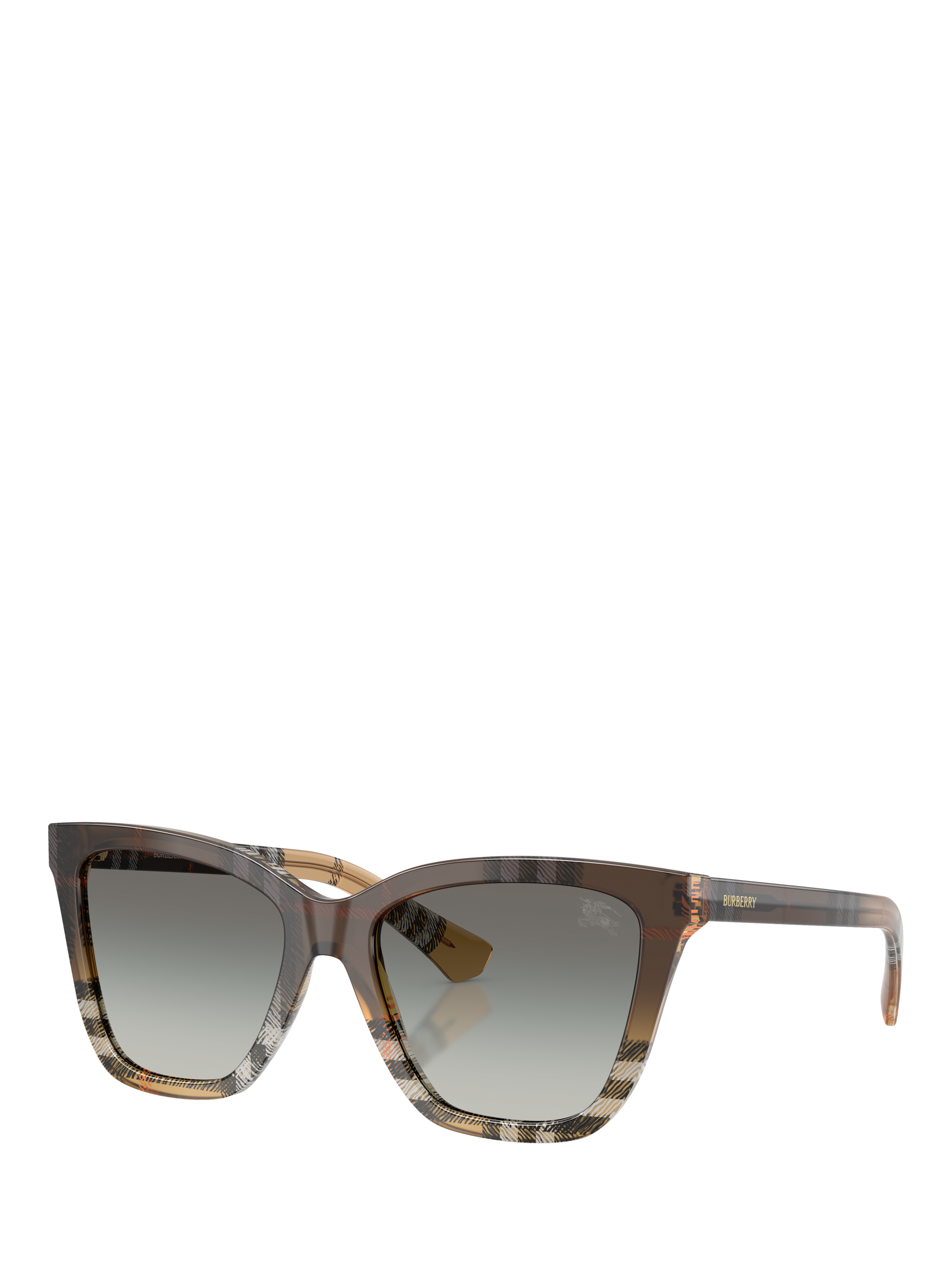 Product image 1 of 5, which shows Burberry BE447 Women's Square Sunglasses, Check Gradient Sand/Grey Gradient