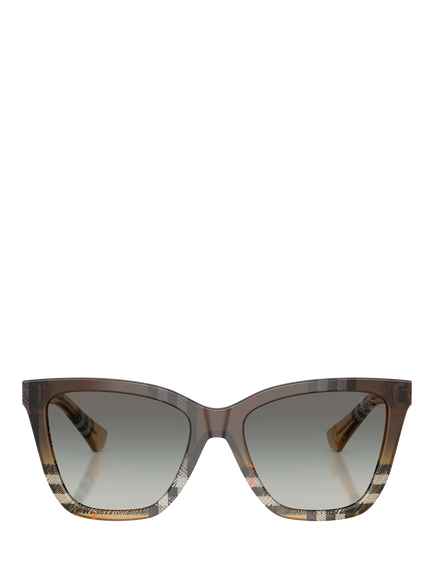 Burberry BE447 Women's Square Sunglasses, Check Gradient Sand/Grey Gradient - view 2, Check Gradient Sand/Grey Gradient