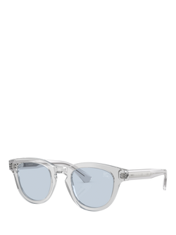 Burberry BE4477 Men's Oval Sunglasses, Clear Grey/Pale Blue, Clear Grey/Pale Blue