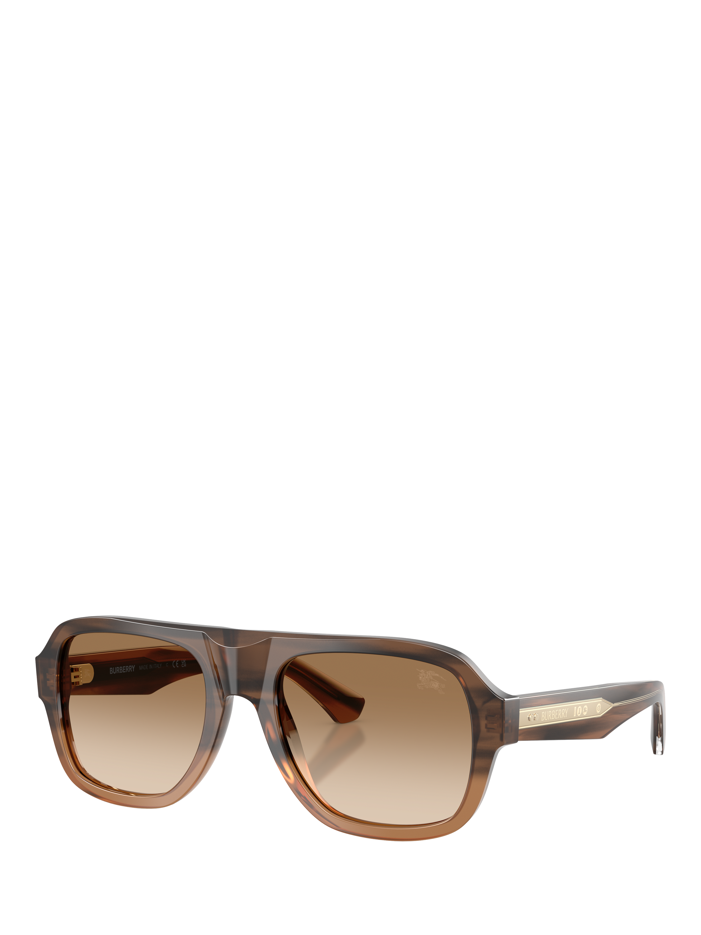 Product image 1 of 5, which shows Burberry BE4478 Men's Aviator Sunglasses, Striped Beige Gradient/Brown Gradient